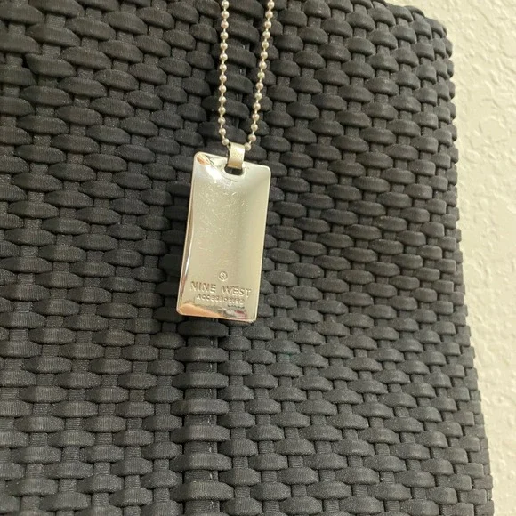 Rare 90s NINE WEST Black Woven Tote Bag Shoulder Bag Textured Style - Picture 4 of 7